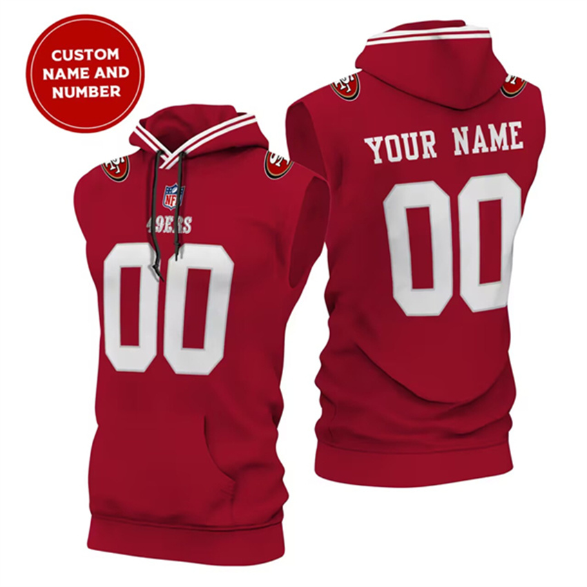 Men's Red San Francisco 49ers Customized Limited Edition Sleeveless Hoodie